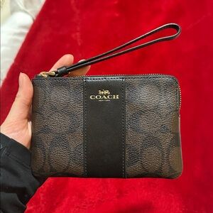 Coach Black and Brown Leather Wristlet